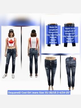 Dsquared2 Cool Girl Jeans Size: EU 38/US 2-4/24-25"